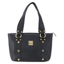 MCM Hand Bag Leather Black Gold Auth 152933-13