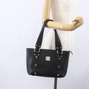 MCM Hand Bag Leather Black Gold Auth 152933-25