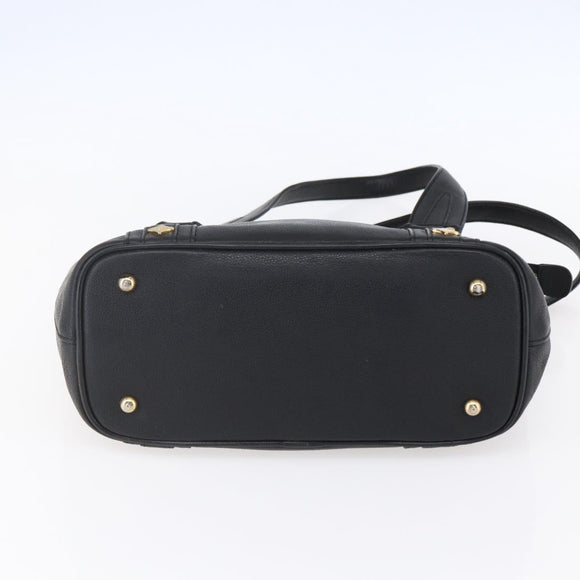 MCM Hand Bag Leather Black Gold Auth 152933