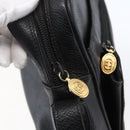 GUCCI Shoulder Bag Leather Black Gold Auth 152934-9