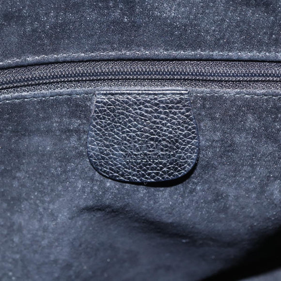 GUCCI Shoulder Bag Leather Black Gold Auth 152934