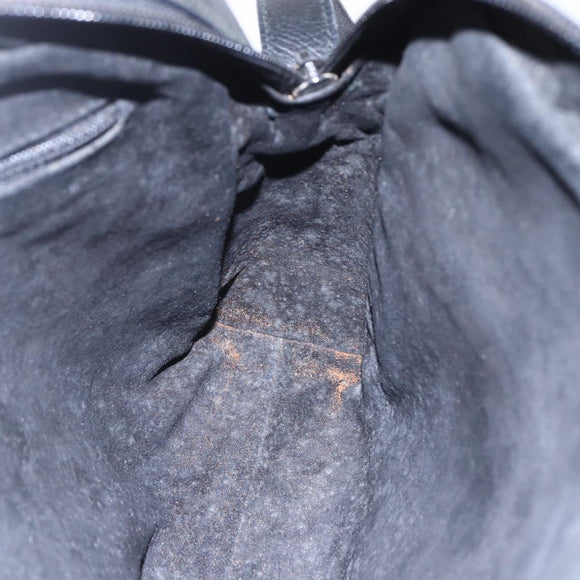 GUCCI Shoulder Bag Leather Black Gold Auth 152934