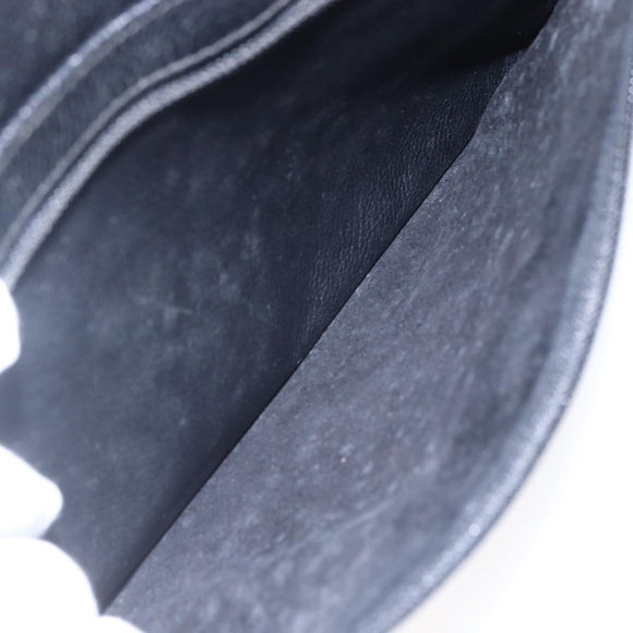 GUCCI Shoulder Bag Leather Black Gold Auth 152934