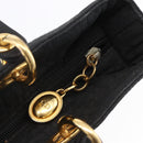 Christian Dior Lady Dior Canage Hand Bag Nylon Black Gold Auth 152936-14