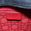 Christian Dior Lady Dior Canage Hand Bag Nylon Black Gold Auth 152936-15