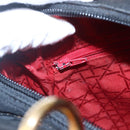 Christian Dior Lady Dior Canage Hand Bag Nylon Black Gold Auth 152936-16