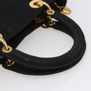 Christian Dior Lady Dior Canage Hand Bag Nylon Black Gold Auth 152936-7