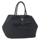PRADA Hand Bag Nylon Black Gold Auth 152937-1