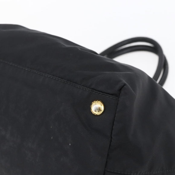 PRADA Hand Bag Nylon Black Gold Auth 152937