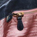 PRADA Hand Bag Nylon Black Gold Auth 152937-18
