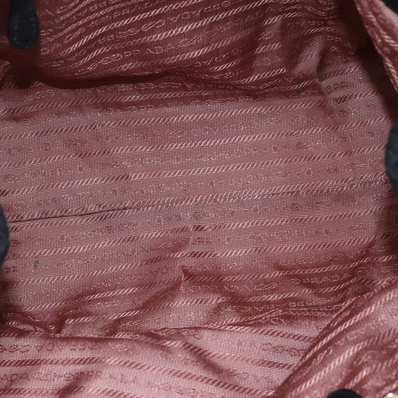 PRADA Hand Bag Nylon Black Gold Auth 152937