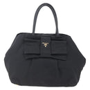 PRADA Hand Bag Nylon Black Gold Auth 152937-13
