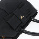 PRADA Hand Bag Nylon Black Gold Auth 152937-6