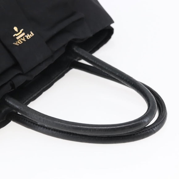 PRADA Hand Bag Nylon Black Gold Auth 152937