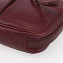 CARTIER Must Line Shoulder Bag Leather Bordeaux Gold Auth 152940-10
