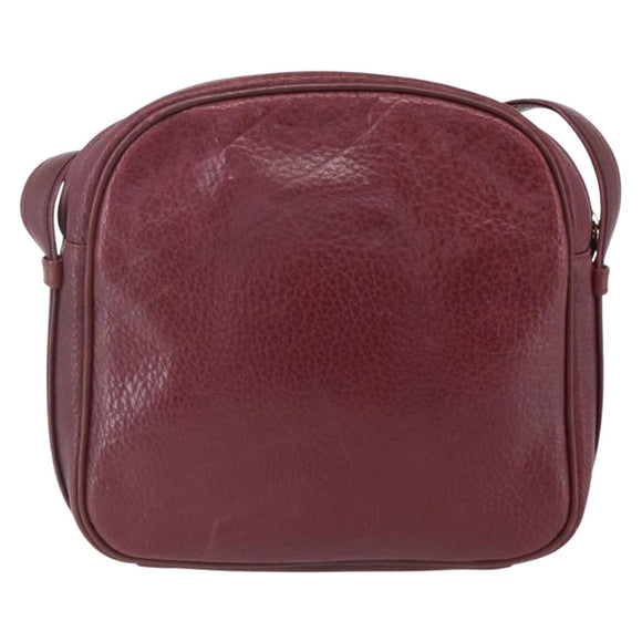 CARTIER Must Line Shoulder Bag Leather Bordeaux Gold Auth 152940