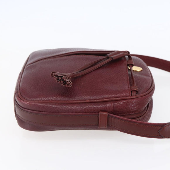 CARTIER Must Line Shoulder Bag Leather Bordeaux Gold Auth 152940