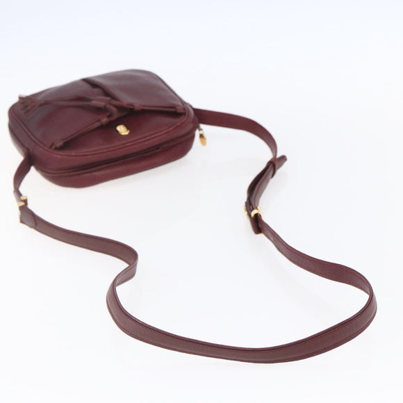 CARTIER Must Line Shoulder Bag Leather Bordeaux Gold Auth 152940