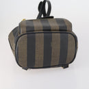 FENDI Pecan Canvas Backpack PVC Brown Black gold Auth 152942-5