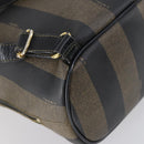 FENDI Pecan Canvas Backpack PVC Brown Black gold Auth 152942-19