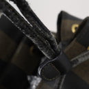 FENDI Pecan Canvas Backpack PVC Brown Black gold Auth 152942-9