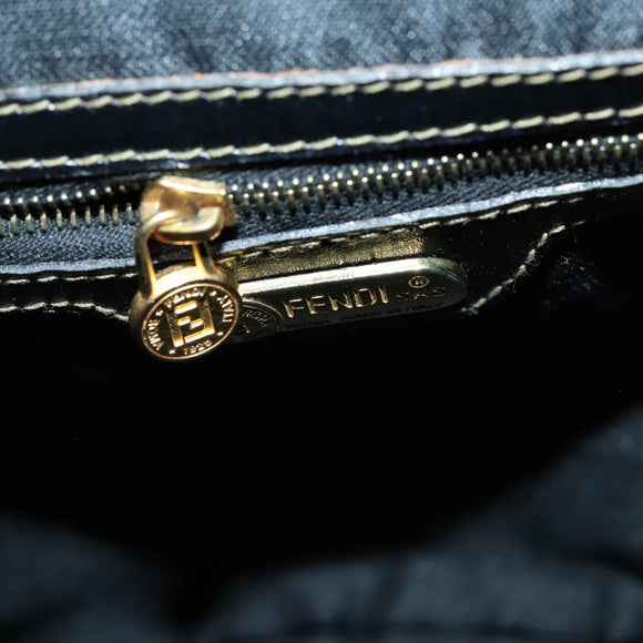 FENDI Pecan Canvas Backpack PVC Brown Black gold Auth 152942