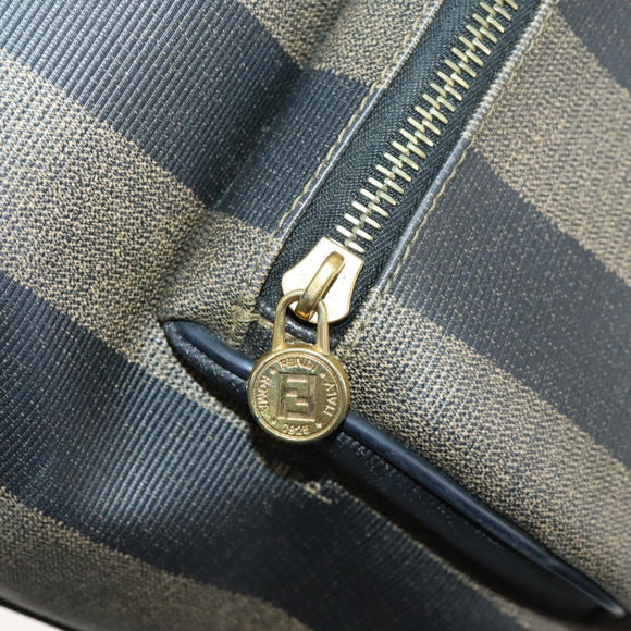 FENDI Pecan Canvas Backpack PVC Brown Black gold Auth 152942