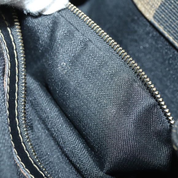 FENDI Pecan Canvas Backpack PVC Brown Black gold Auth 152942