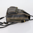 FENDI Pecan Canvas Backpack PVC Brown Black gold Auth 152942-3