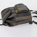 FENDI Pecan Canvas Backpack PVC Brown Black gold Auth 152942-4