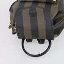 FENDI Pecan Canvas Backpack PVC Brown Black gold Auth 152942-6