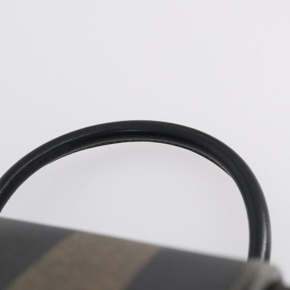 FENDI Pecan Canvas Backpack PVC Brown Black gold Auth 152942