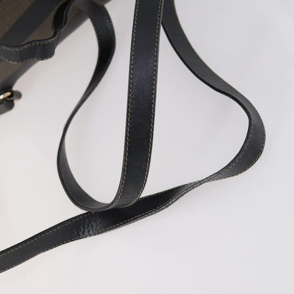 FENDI Pecan Canvas Backpack PVC Brown Black gold Auth 152942