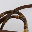 GUCCI Bamboo Hand Bag Leather 2way Brown Gold 007 1014 0231 Auth 152943-10
