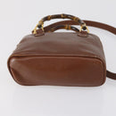 GUCCI Bamboo Hand Bag Leather 2way Brown Gold 007 1014 0231 Auth 152943-11