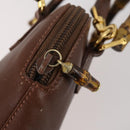GUCCI Bamboo Hand Bag Leather 2way Brown Gold 007 1014 0231 Auth 152943-16