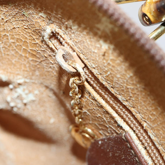 GUCCI Bamboo Hand Bag Leather 2way Brown Gold 007 1014 0231 Auth 152943