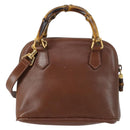 GUCCI Bamboo Hand Bag Leather 2way Brown Gold 007 1014 0231 Auth 152943-3