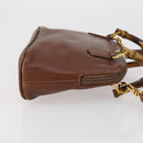GUCCI Bamboo Hand Bag Leather 2way Brown Gold 007 1014 0231 Auth 152943-4