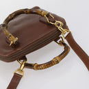 GUCCI Bamboo Hand Bag Leather 2way Brown Gold 007 1014 0231 Auth 152943-6