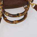 GUCCI Bamboo Hand Bag Leather 2way Brown Gold 007 1014 0231 Auth 152943-9