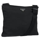 PRADA Shoulder Bag Nylon Black Silver Auth 152945-1
