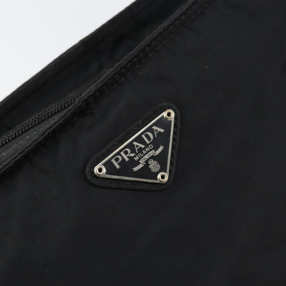 PRADA Shoulder Bag Nylon Black Silver Auth 152945A