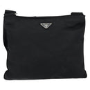 PRADA Shoulder Bag Nylon Black Silver Auth 152945-13