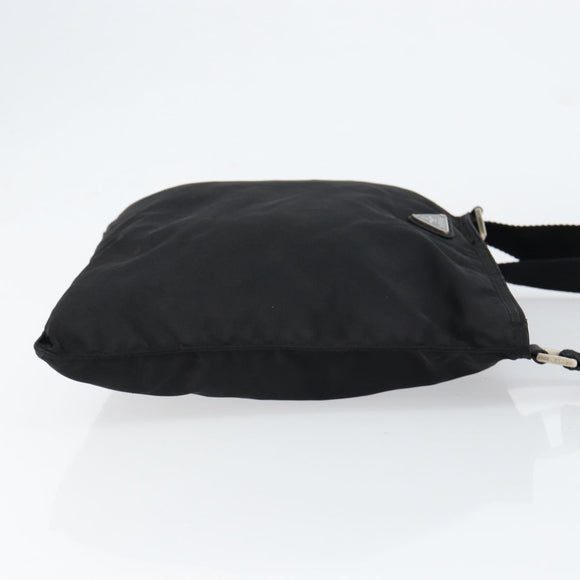 PRADA Shoulder Bag Nylon Black Silver Auth 152945