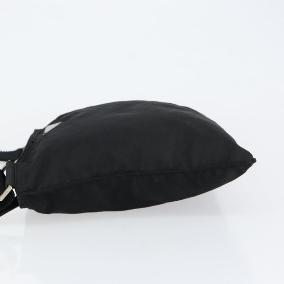 PRADA Shoulder Bag Nylon Black Silver Auth 152945