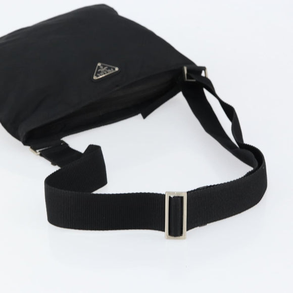 PRADA Shoulder Bag Nylon Black Silver Auth 152945A