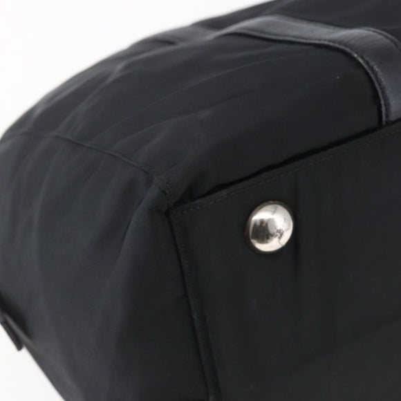 PRADA Hand Bag Nylon Black Silver Auth 152947