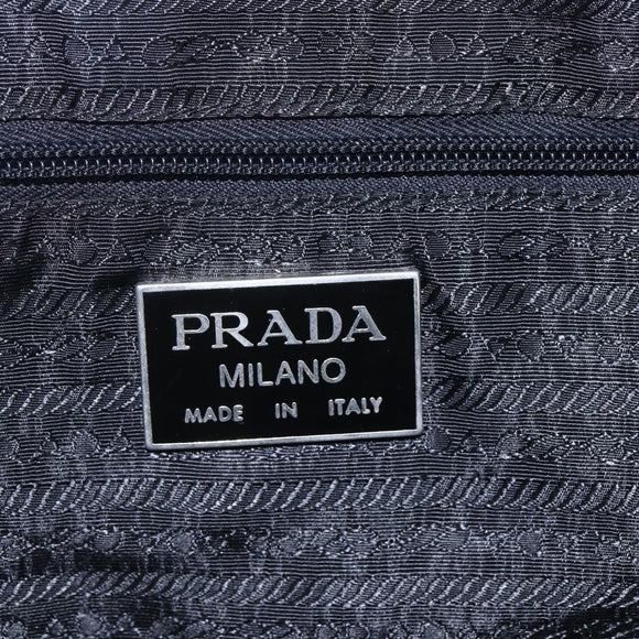 PRADA Hand Bag Nylon Black Silver Auth 152947