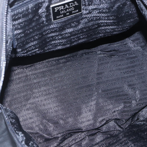 PRADA Hand Bag Nylon Black Silver Auth 152947